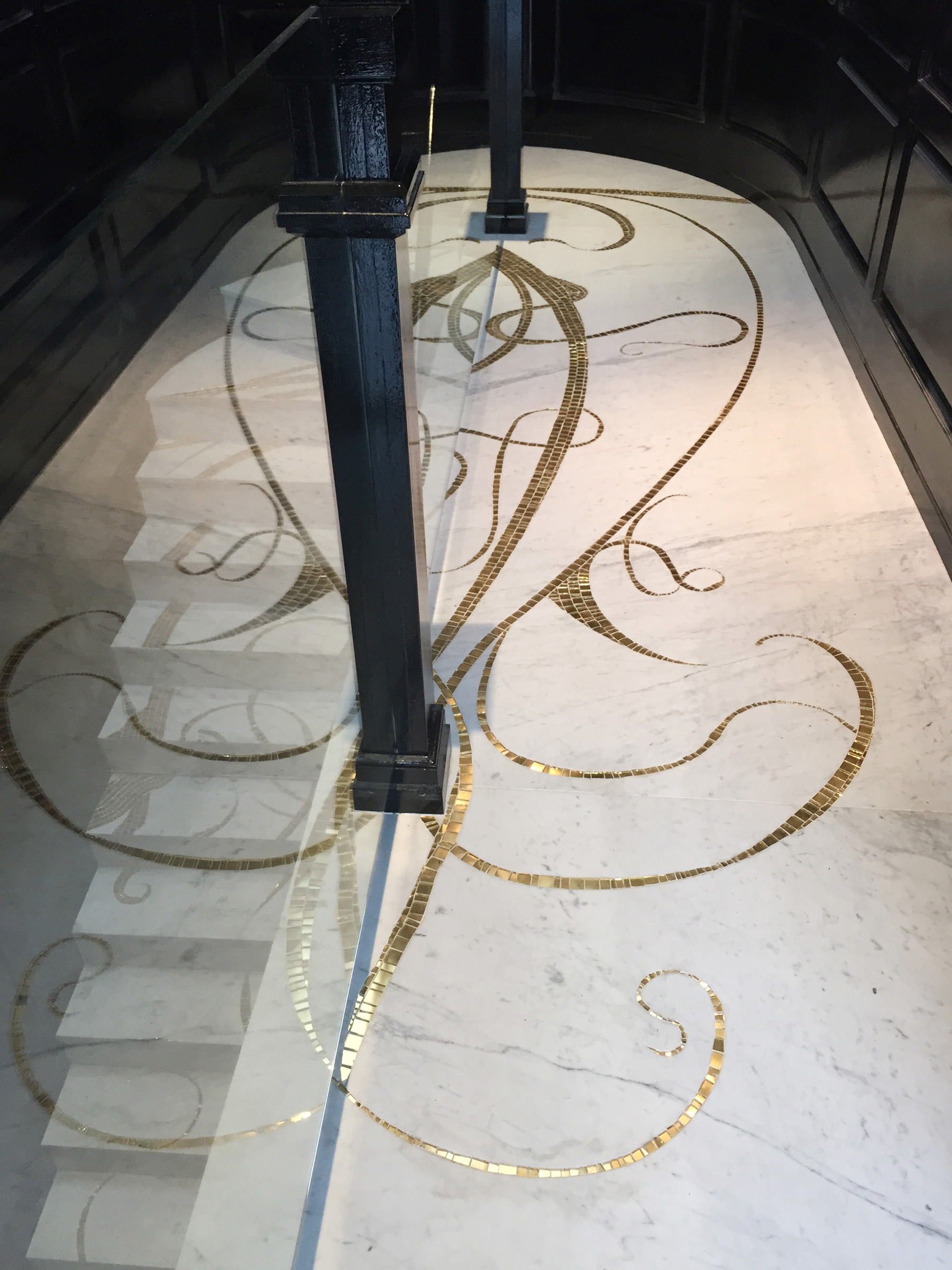 Cathleen Newsham, SOHO Penthouse Floor, 2015, Marble and gold tile floor mosaic