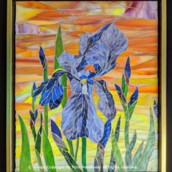 "Iris at Dawn #5", Yulia Hanansen, 2020, 18"x15"x2", stained glass