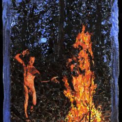 John Sollinger, "Firefight," 2014, stained glass
