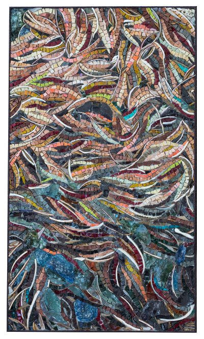 Christopher Elam, Pine Needles, 2016, Stone, Smalti, Chunk Glass, Shell, Copper