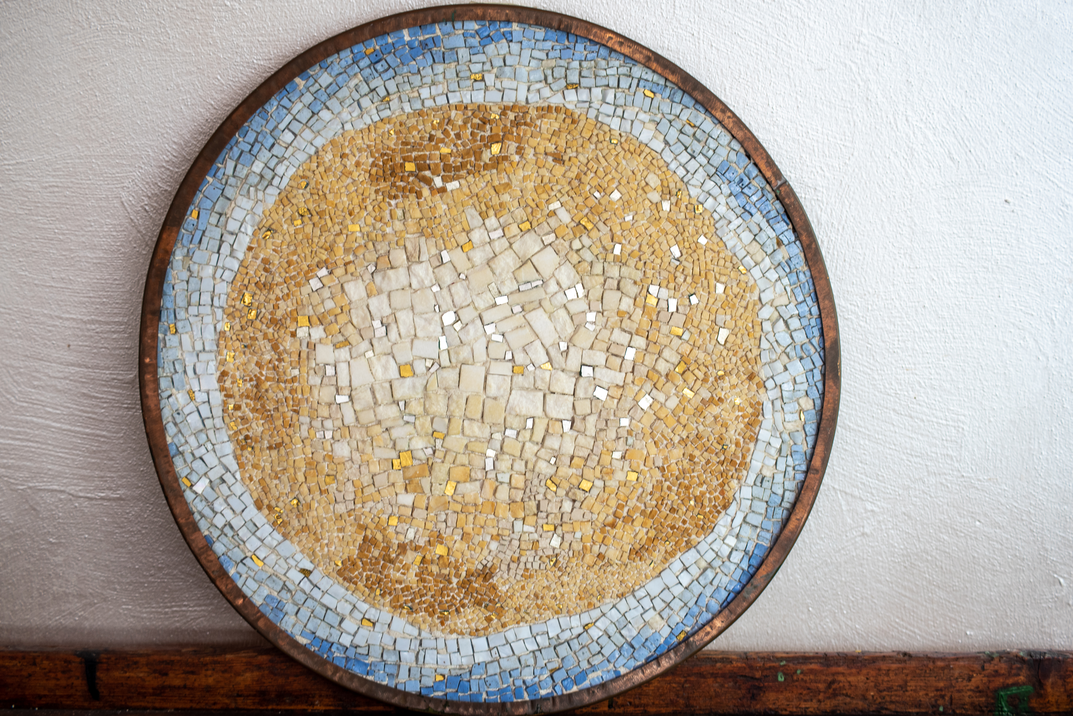 Carrara & Giallo Siena marble, Venetian Smalti & Gold leaf tiles